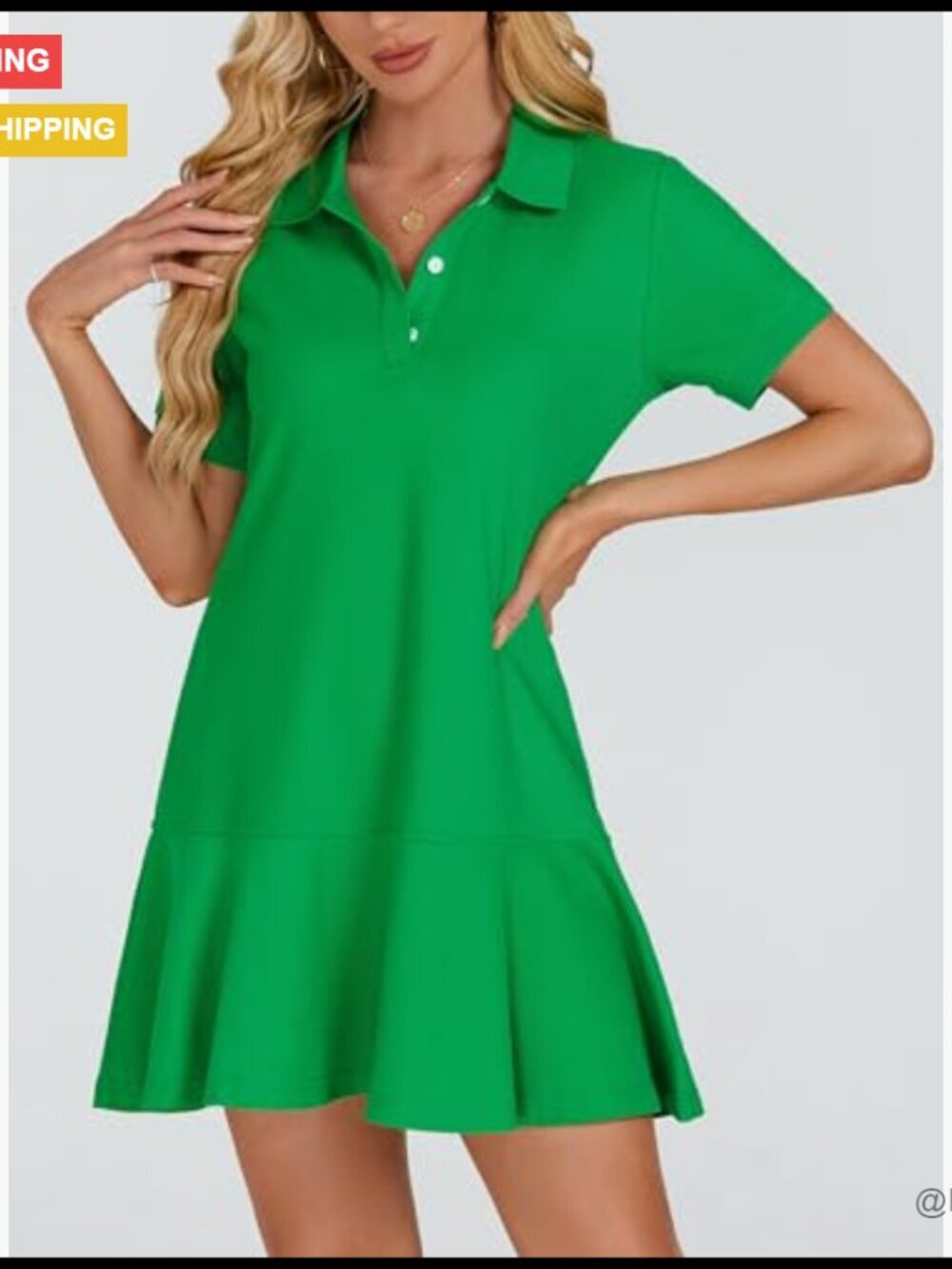 Cotton Blend Polo Dress with Ruffle Hem for Active Summer Wear - Picture 3 of 7